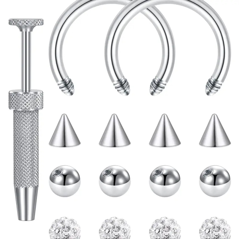 Stainless Steel Nose Ring Set (unisex), Nose Piercing Kit, Horseshoe Nose Rings, DIY Accessories, Septum Nose Rings, Spiral Ear Piercings Jewelry, Body Jewellery