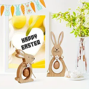 Wooden Bunny Egg Flower Party Table Centerpiece Decorations, Perfect for Easter Celebrations, Home Decoration for Family Gatherings