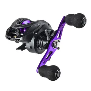 Anti-explosion Baitcasting Reel Metal Lure Reel for Long Distance Casting Strong Fishing Gear with Purple Handle Steel Cowboy Bull Cutter Knife helicopter spider