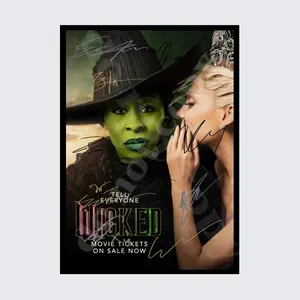WICKED MOVIE FILM FULL CAST SIGNED AUTOGRAPH POSTER PRINT