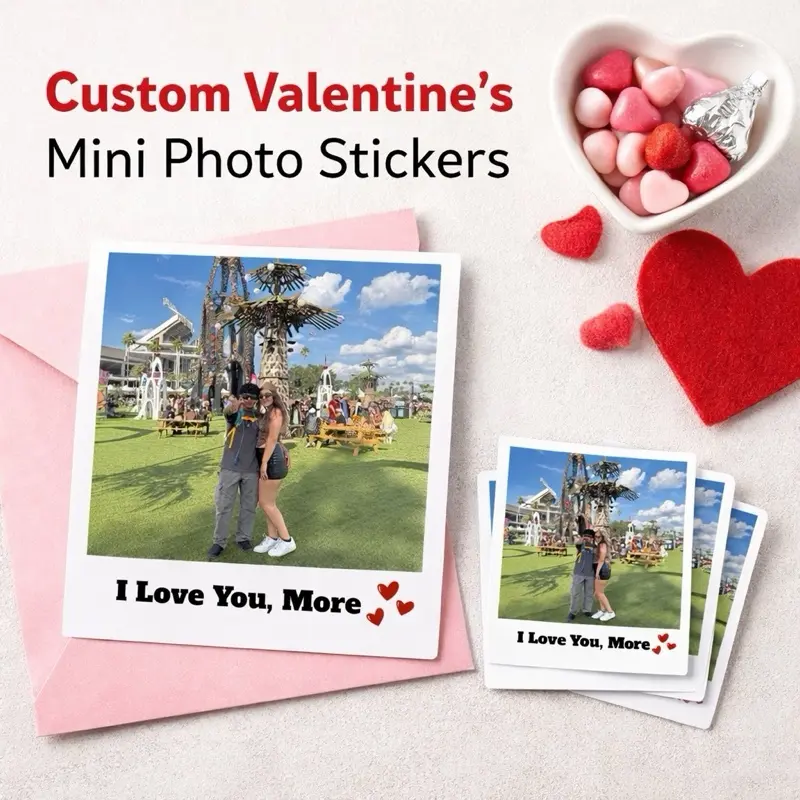 Customized Photo Sticker for Phones - Aesthetic Mini Fashion Accessory, Strong Adhesion, Durable Finish, Lightweight, Smooth Photorealism Print, Couple Anniversary Gift for Cellphone Casing/Cover