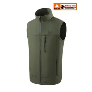 Without Battery Heated Vest USB Soft Shell, Adjustable Temperature 3 Levels, 9 Heating Modules, Stand Collar Zipper, Casual Fitted Warm Jacket