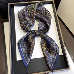 Vintage Paisley Print Square Scarf for Female - 70x70cm 100% Polyester Satin Neck Scarf for Women