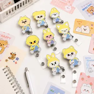 Cute Kpop Idol Badge Reel Set – Retractable ID Holder with Clip – Fan Gift