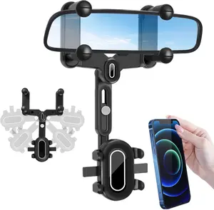 Phone Mount for Car, 360° Rotatable and Retractable Car Phone Holder Mount Free Adjustment Rear View Mirror Phone Holder for Car Universal Rearview Mirror Cell Phone Car Mount Fit for Most Smartphones
