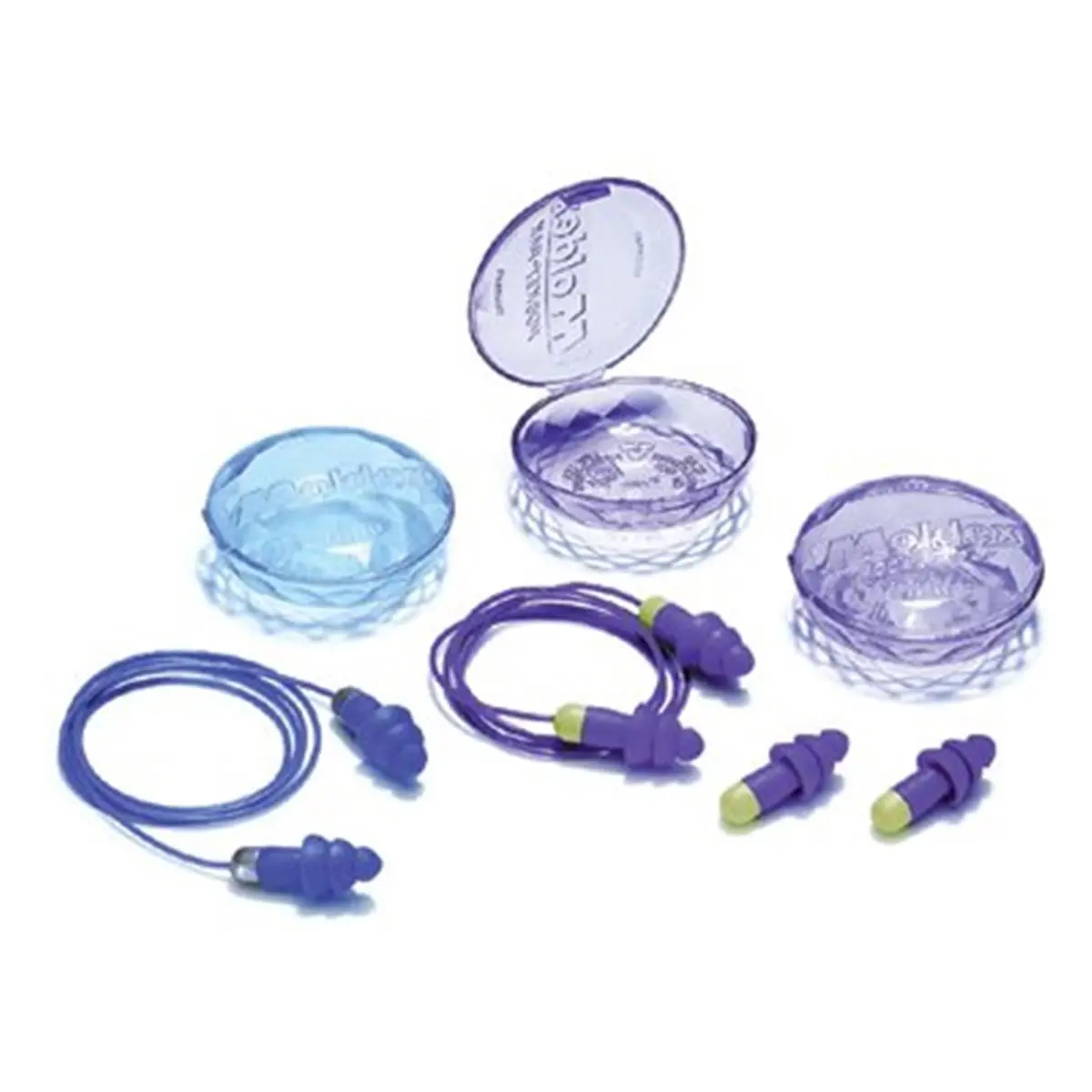 MOLDEX Rocket Reusable Loop Earplugs with Cloth Cord, Box of 50 Pairs for Swimming, Washable & Cushioned with Easy Grip Handle & Cases, Water Sports, Cushioned Tip