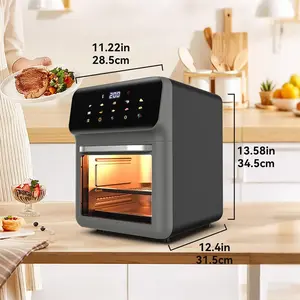 1pc Family Size Smart Air Fryer Oven, Stainless Steel Touch Screen Visible Window Non-Stick Electric Cooker, Multifunctional Low Oil Healthy Air Fryer for Home Kitchen Roasting Baking Frying, Countertop Oven French Fries Maker Oil-Free Cooking Appliance