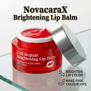 NovacaraX Lip Brightening Organic Lip Balm, suitable for dark lips, softens and brightens to create a pink lip | Nourishing, smoothing, moisturizing, lip care