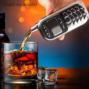 3 oz vintage mobile phone-shaped hip flask, made of 304 stainless steel,liquid not included. Compact and portable, suitable for holding liquor, whiskey, non-acidic liquids and more. An ideal creative gift for gifting. Drinkware