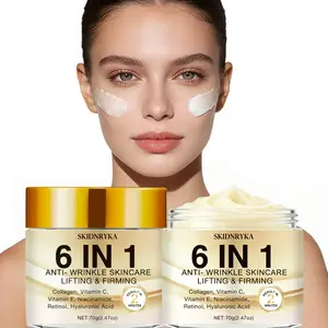 6-In-1 Collagen Morning and Night Cream, containing retinol and hyaluronic acid, moisturizing and firming skin, shrinking pores, oil control, an essential cream for daily facial care, suitable for face, neck, travel wear, skin care gifts, neck cream