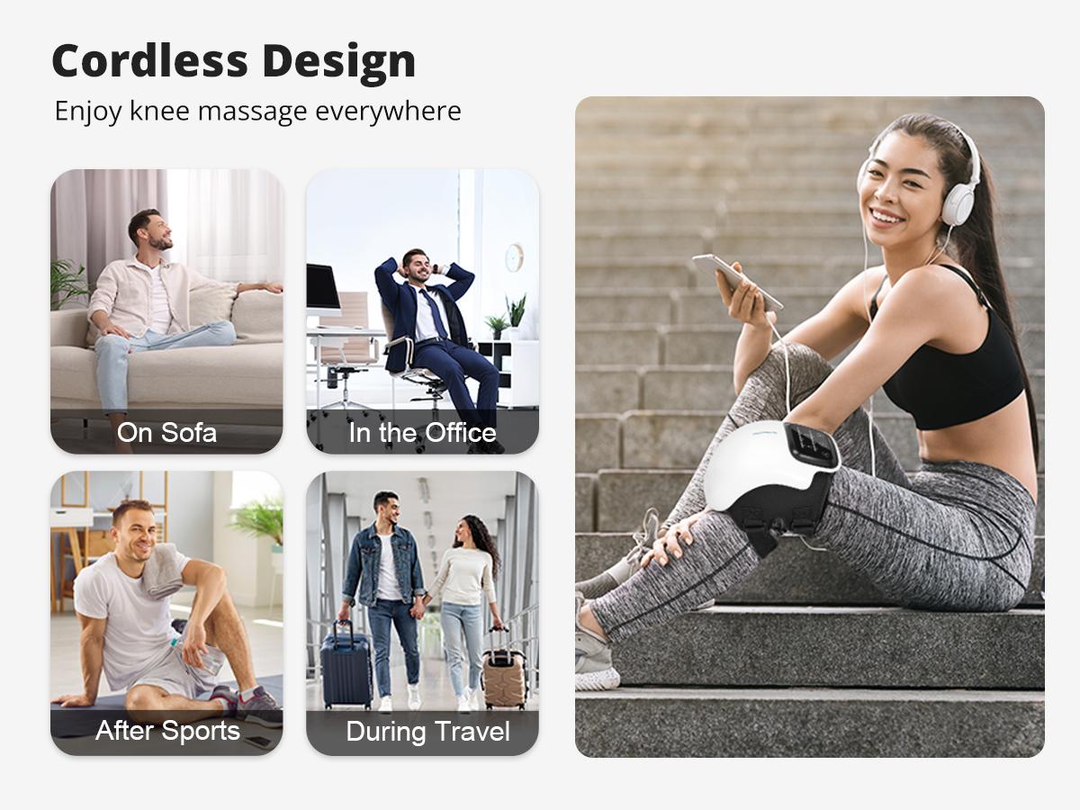 Medcursor Cordless Heated Knee Massager with LED Touch Screen 3 Vibration Modes & 3 Heating Levels Ergonomic Design for Comfortable Relaxation Ideal Christmas Gift for Parents Adjustable Settings