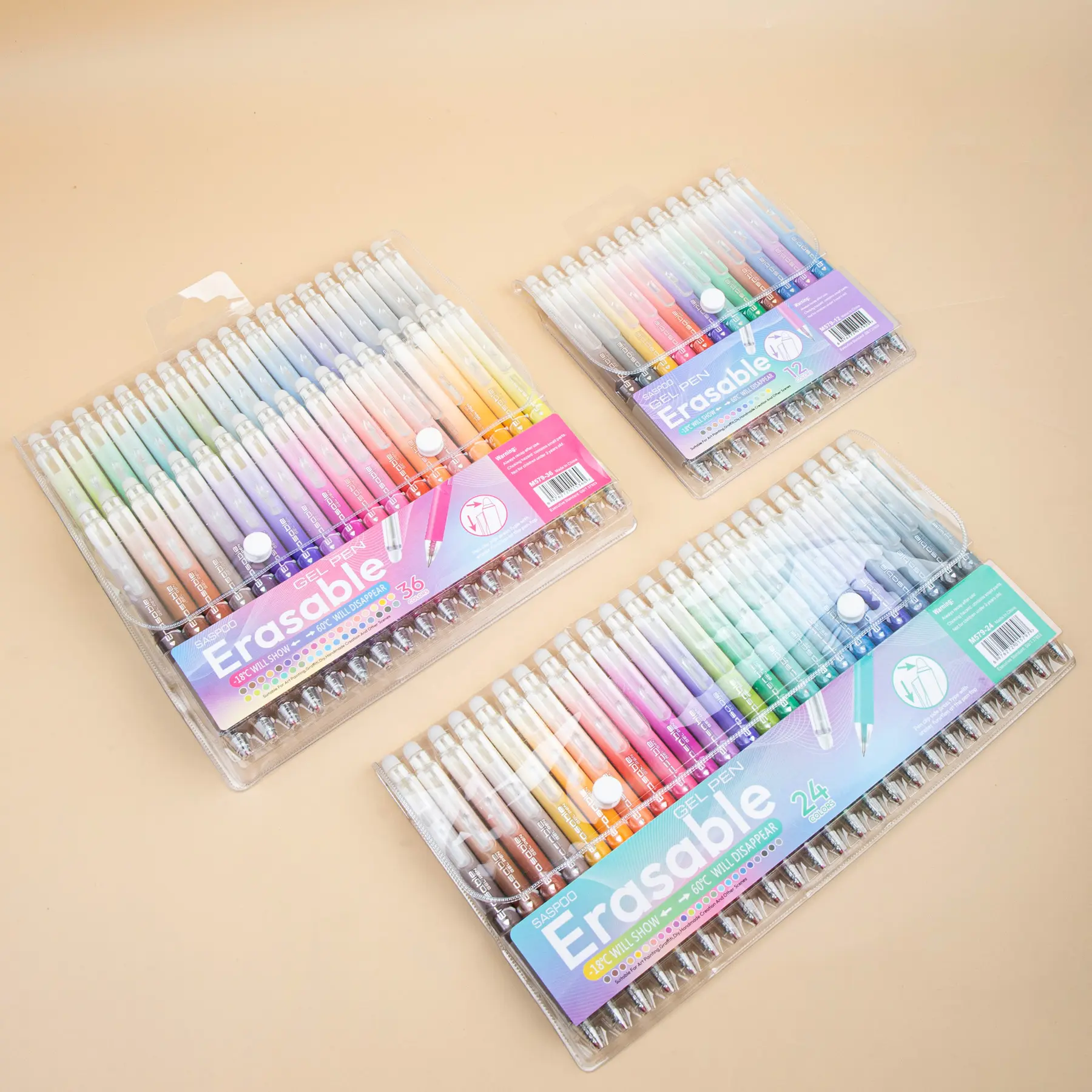 Erasable Gel Pen Set with Glitter Markers, 12/24/36 Assorted Colors, 0.7mm Fine Point, Smooth-Writing Office & Art Supplies, Ideal for Students, Holiday Gift for Journaling