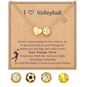 Baseball/football/volleyball/basketball Necklace for Girls Women, Sports Accessory Exquisite Chain Jewelry Gift for Boyfriend, 16+3 Inches