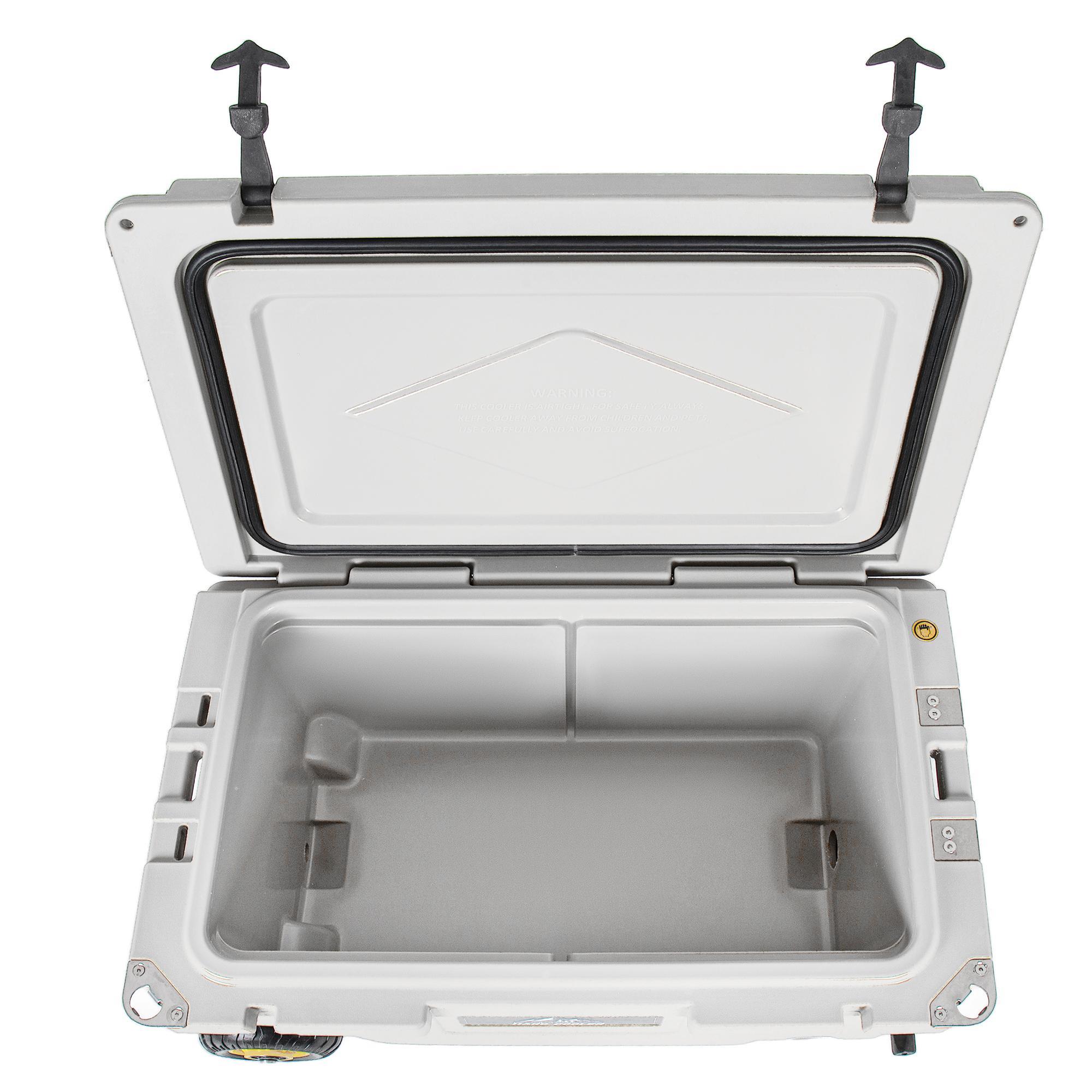 65QT Hard Cooler with Wheels with 7-Day Ice Retention，Durable LLDPE Cooler with Drain Plug & Bottle Opener，Wheels，Leak-Proof Seal,Easy to Clean,Perfect for Camping, Fishing Trips, Tailgates & Beach Days,Tailgating & Backyard BBQs