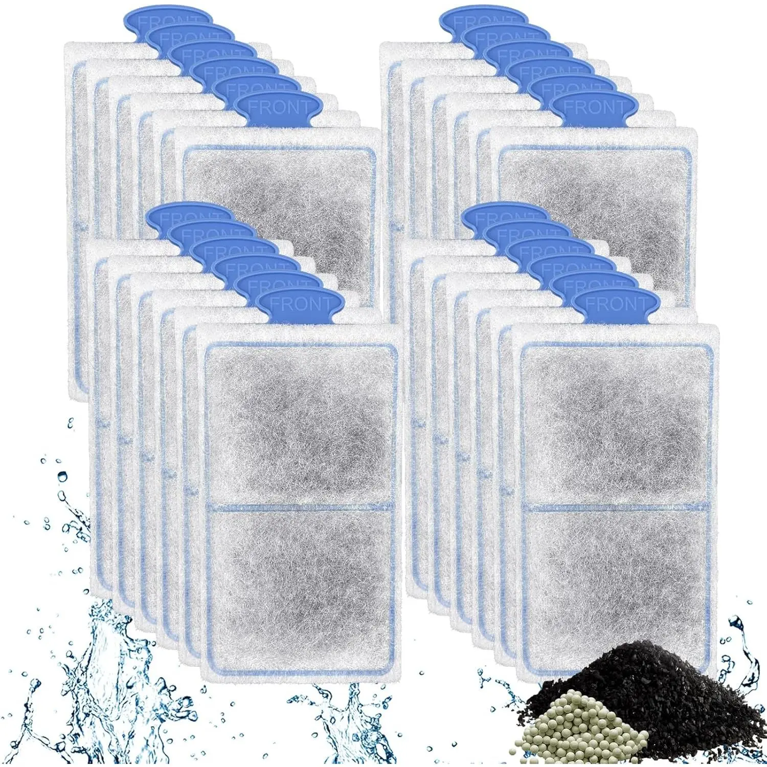 24 Pack PF-S Filter Cartridges Compatible with PF10 Power Filters, Small Fish  Filters  Replacement with Zeolite