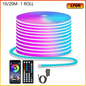 24V RGB LED Strip Lights 10/20M, Waterproof IP65 LED Lights for Bedroom, DIY Design, Music Sync, 44 Key Remote Control, Multiple Modes for Bedroom, Holiday Decoration