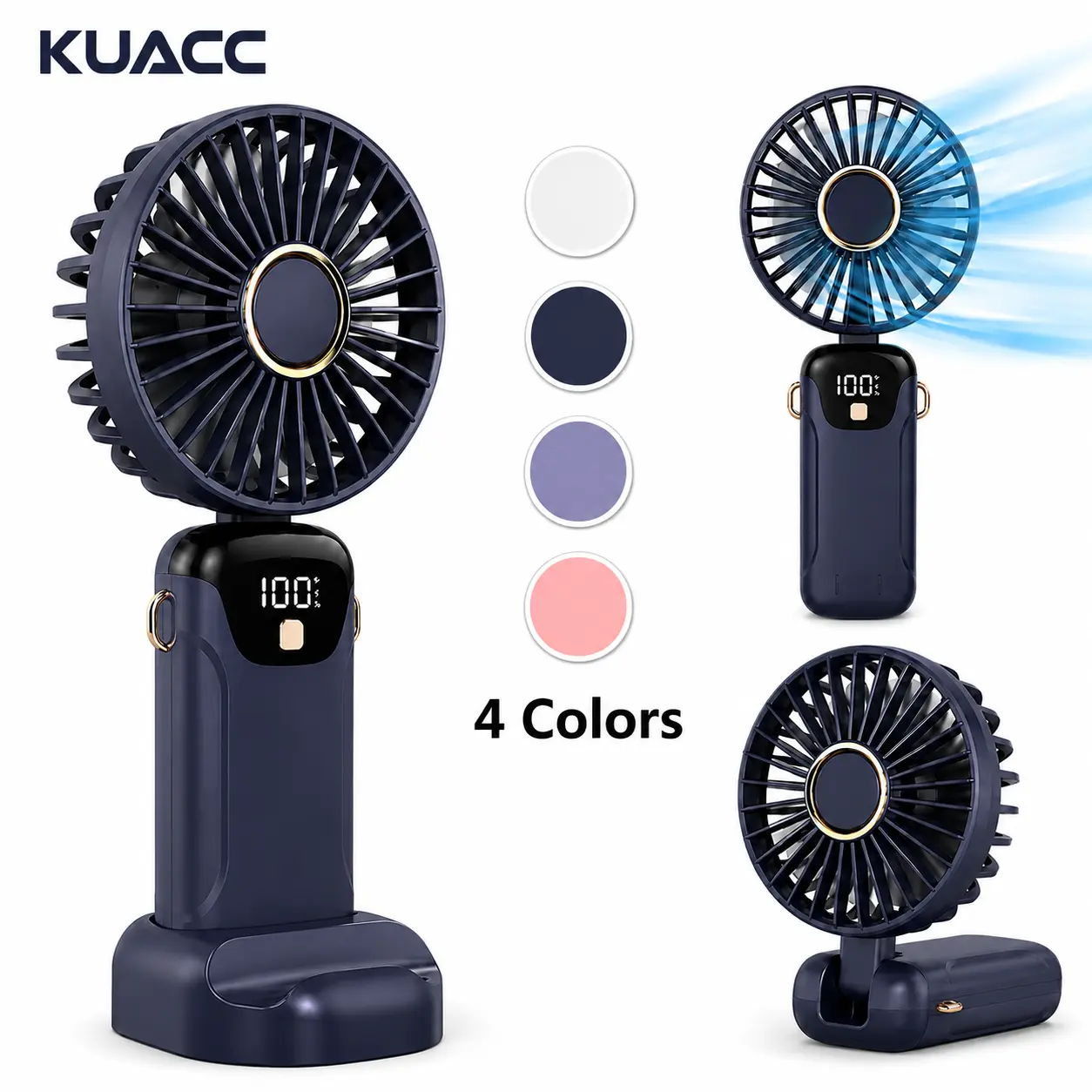 USB Rechargeable Handheld Fan, PortableCooling Lightweight Fan with Digital Display,90° Adjustable Handheld Fan for OutdoorSports, Travel Fan