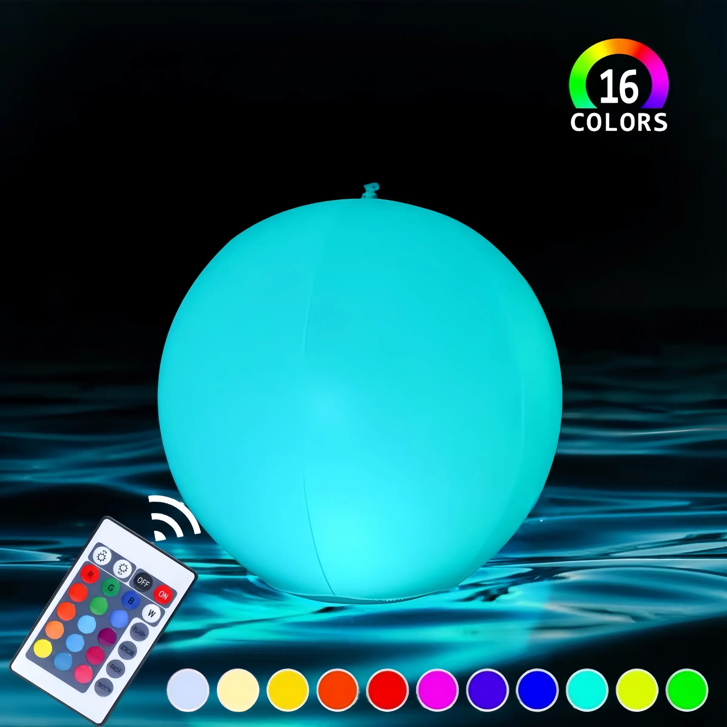 Color-Changing Inflatable LED Light Ball, Floating Pool Lamp, Wireless LED Lights, Garden Party Atmosphere Decor, Outdoor LED Lighting, Includes Remote and Light Case
