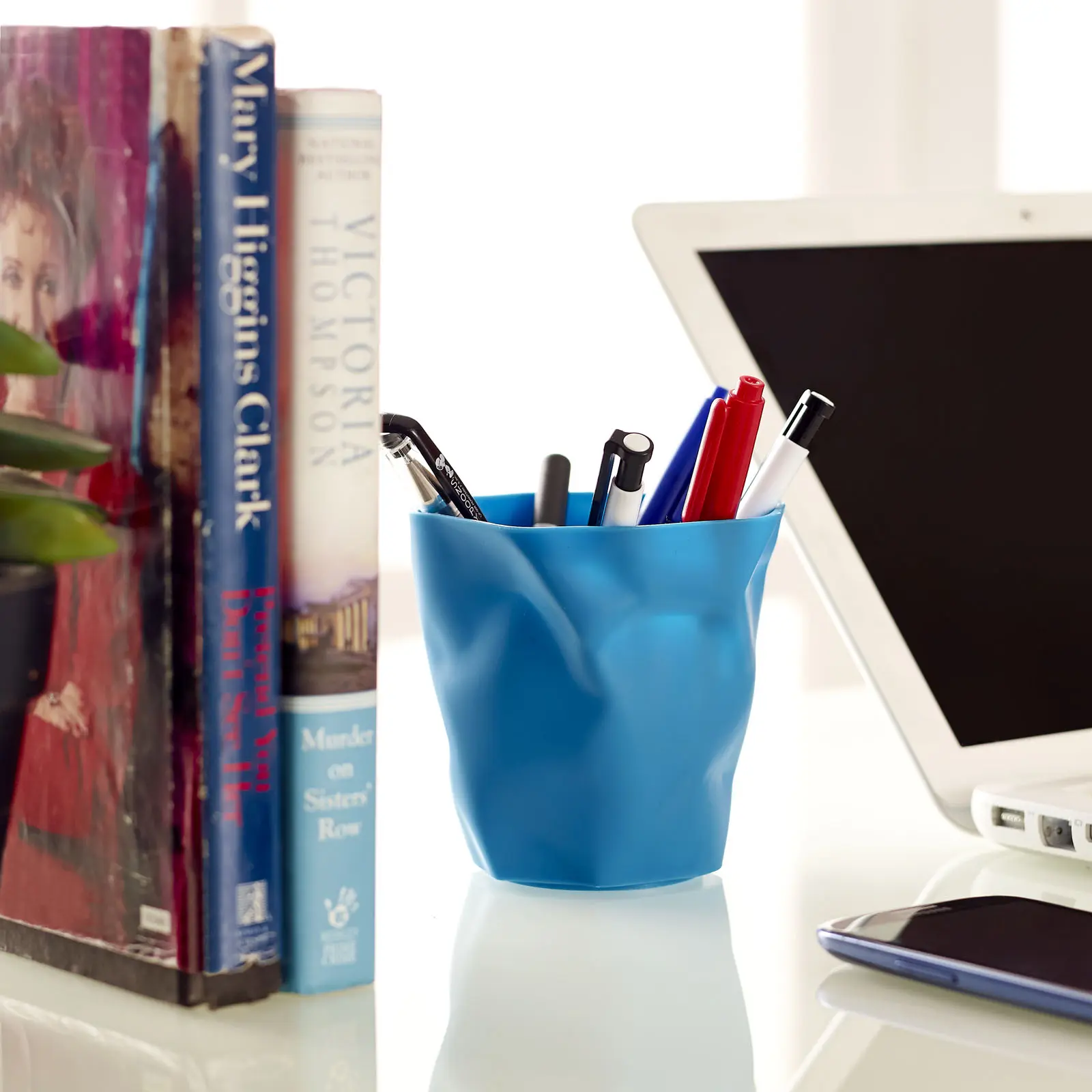 Modway Lava Pencil Holder, Blue Office Accessories for Desk Organization, Desk Accessories for Home Supplies