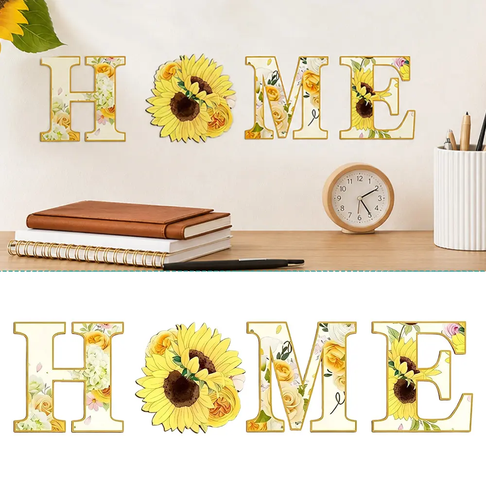 4 Packs Home Sign Wall Decor Set, Home Letters Wall Sign, Farmhouse Letters Plaques, Rustic  Farmhouse Hanging Decoration, for Living Room Bedroom Kitchen Entryway