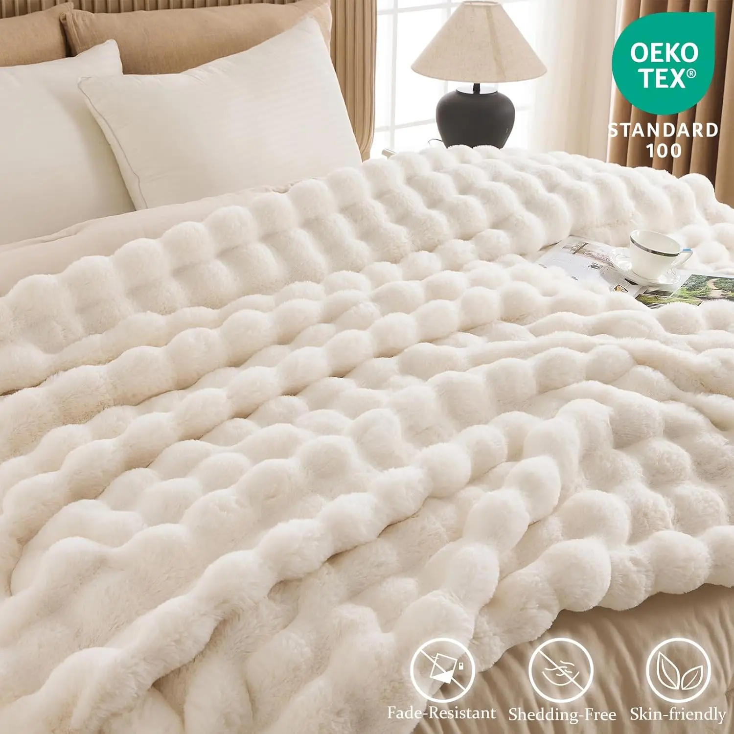 Raybee 750GSM Faux Rabbit Fur Soft Comforter - Thick Plush Bedding Blanket, Bed/Couch Home Goods, GF Gift, Girl Room Decor, Home Decor Items, Gifts For Your Girlfriend