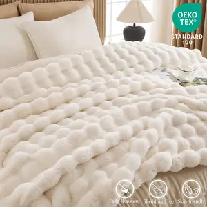Raybee MarshMellow Soft Comforter -  Cozy Blanket for Couch, 750GSM  Fluffy Faux Rabbit Fur Blanket for Bed Sofa Living Room,Thick Warm Plush Women Girls Birthday Gifts