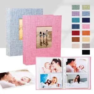 1pc Insert Photo Album, 4r6 Inch & 6r8 Inch Pockets, Linen Cover, Horizontal & Vertical Pockets, Ideal for Weddings, Anniversaries, Travel Gifts