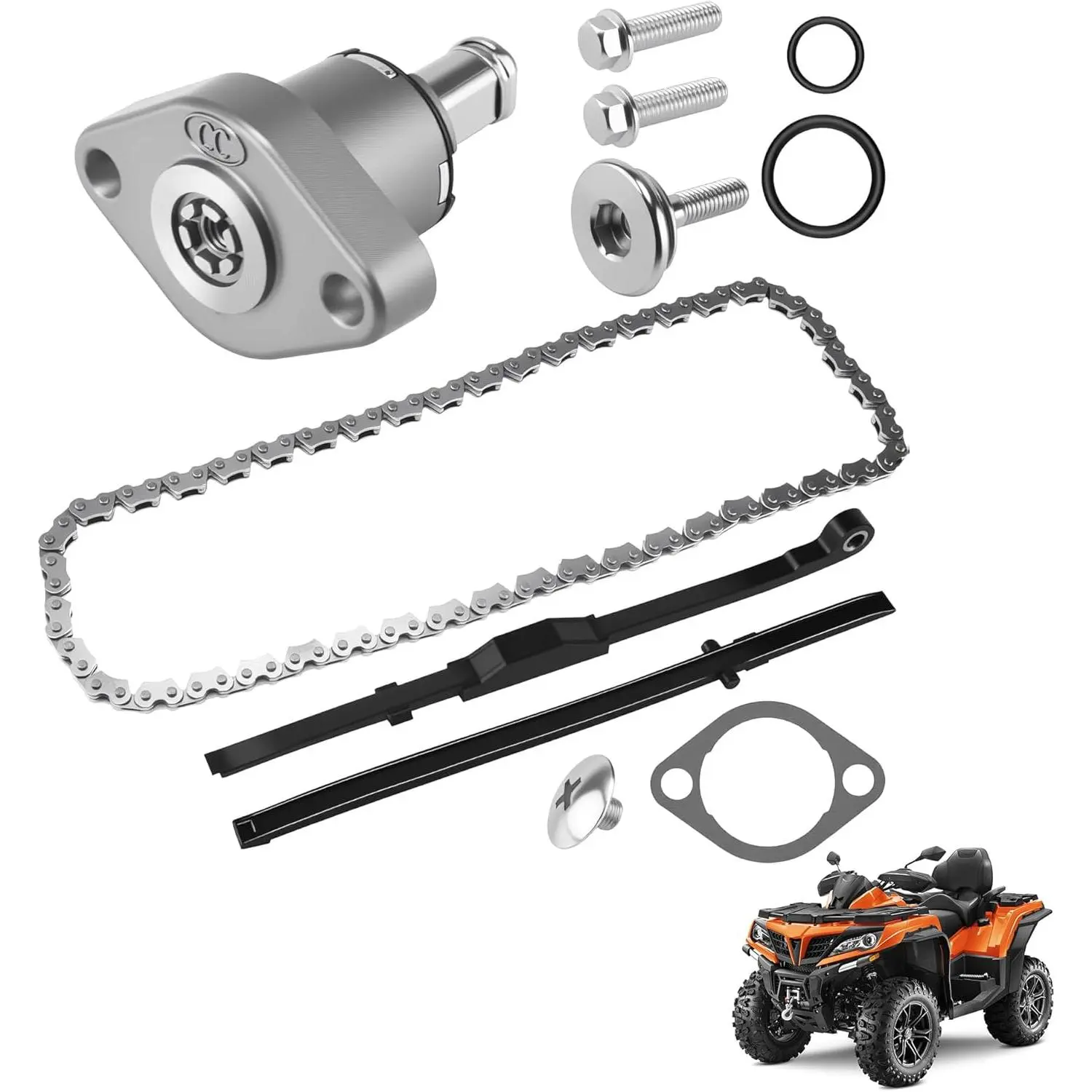 GY6 Cam Timing Chain Kit with Guide and Tensioner, 45-Link 90-Pin, for 4-Stroke 125cc 150cc 169cc 152QMI 157QMJ Engines on Scooters, ATVs, Scooter