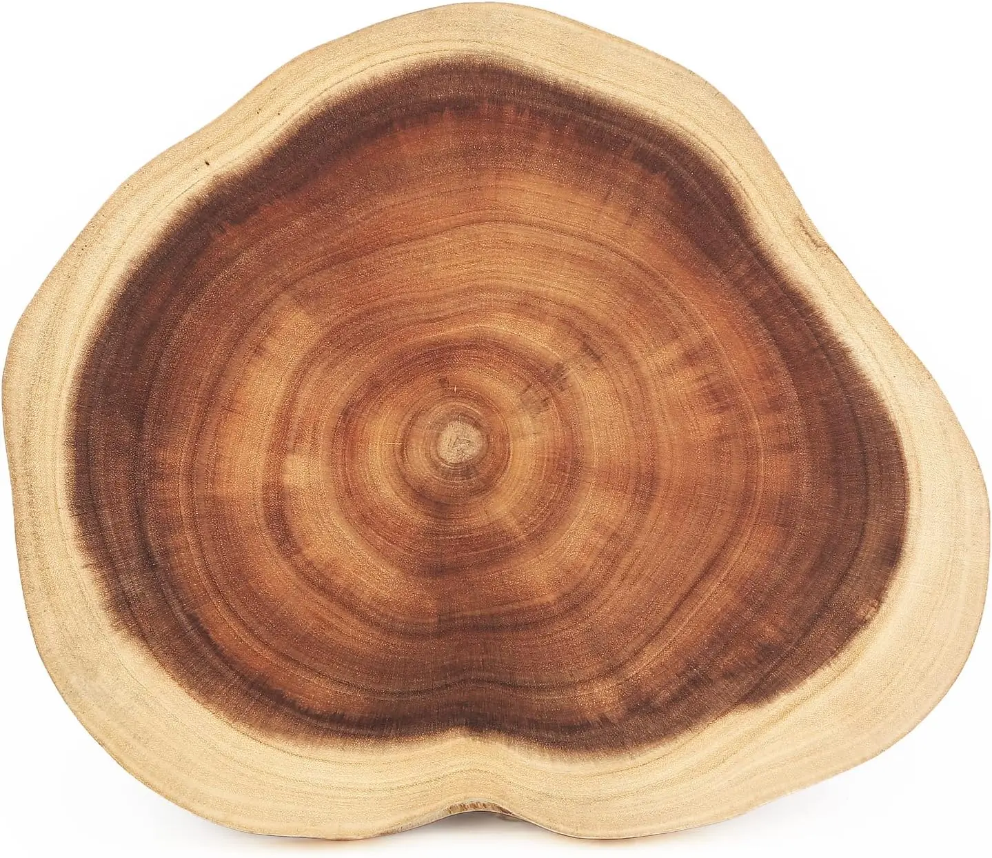 Round  Board(Dia. 12~14 inch), Exquisite Non-Splicing Acacia  Cheese Board, Reversible Wooden Charcuterie Board (Non-Exact Round, Follow Actual Shape of )