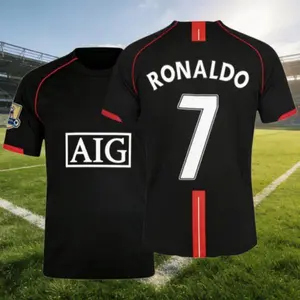 7# Ronaldo 07 08 Away Short Sleeve Shirt Retro Soccer Jersey Fans Version