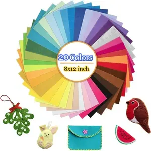 Colorful Felt Fabric Set, 20 Colors, Soft and Comfortable, Ideal for DIY Crafts, Sewing Projects, Party Decorations, Classroom Art Supplies, Diy Kit