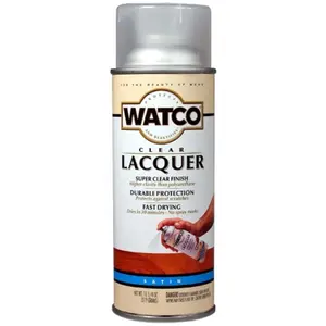212 MAIN Rustoleum 63281 11.25 Oz Clear Satin Lacquer Wood Finish Spray, Quick Drying Paint for Furniture, Provides Durable Protection