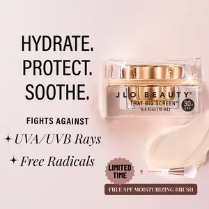 JLO BEAUTY That Big Screen - Broad Spectrum SPF 30 Face Moisturizer, Hydrates, Protects, Luminizes, Lightweight Hyaluronic Acid Sunscreen for Face Lotion, Supports Smooth, Dewy & Glowing Skin, 0.5-1.7 fl.oz