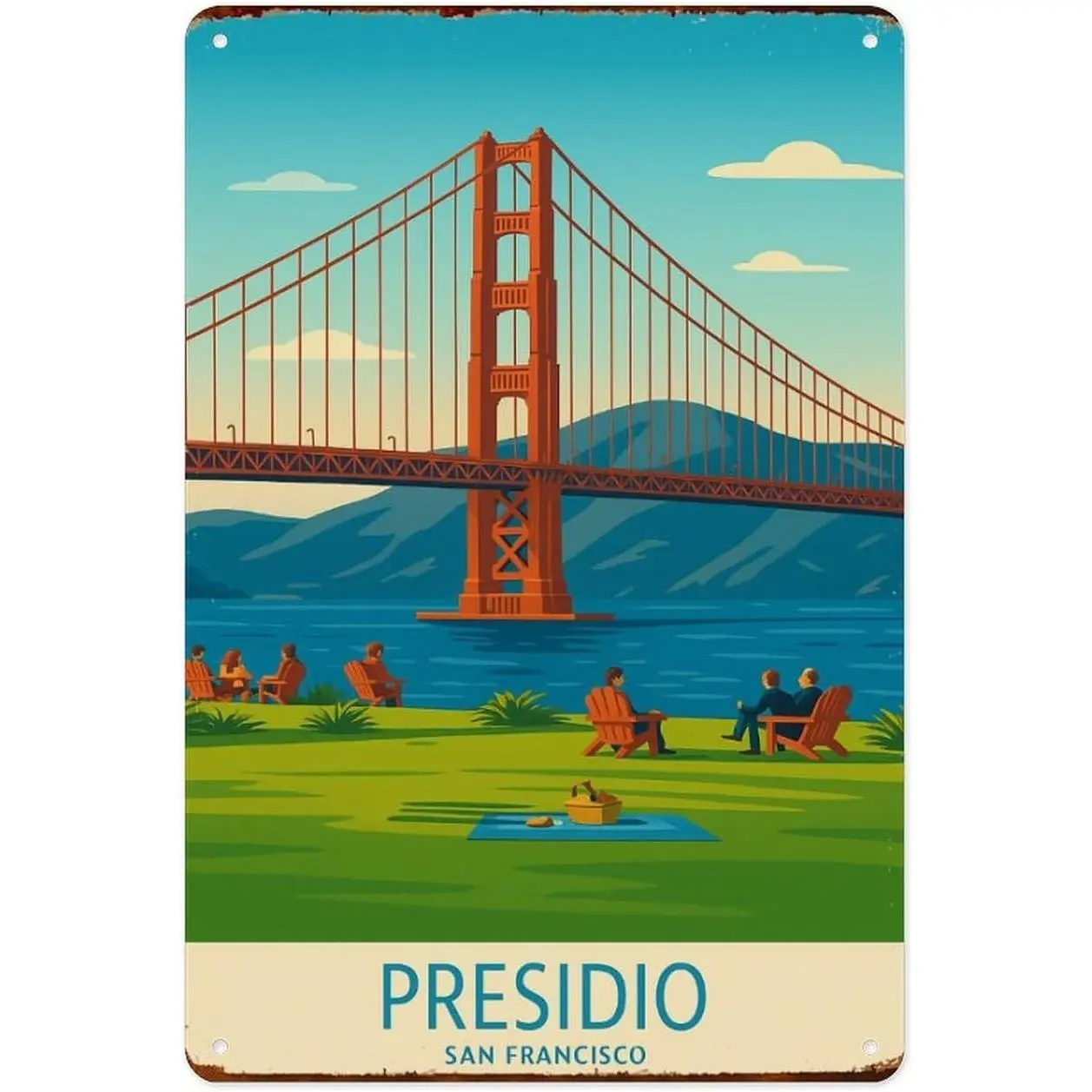 Presidio San Francisco Art Metal Wall Decor Vintage Aluminum Plaque - 8x12 in Home Supplies, Gift-Worthy for Wardrobe, Study, Balcony, Coffee Area Decoration