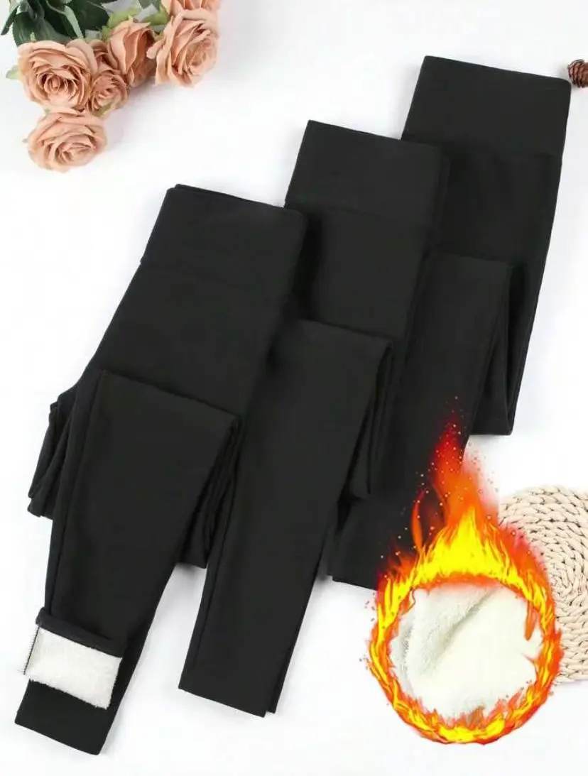 3 Pack Super Soft Plus Lined Leggings, Solid Color Thermal Warm Pants for Women, Workout Yoga Running, Fall and Winter Yoga Pants