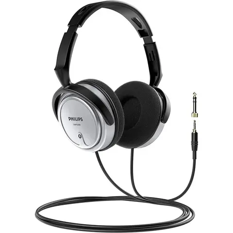 PHILIPS Over-Ear Wired Headset - 3.5 mm Jack, 6.3 mm Adapter, 2m Cable, Adjustable Fit, Deep Bass, Volume Control, Comfortable Wear, Audio Headphones for Studio Monitoring, Computer Use