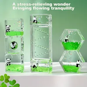 Cute Panda Sand Timer Decoration, Transparent Acrylic Countdown Timer Pomodoro Timer with 2-3 3D Pandas, Perfect Gift for Halloween Birthday Christmas