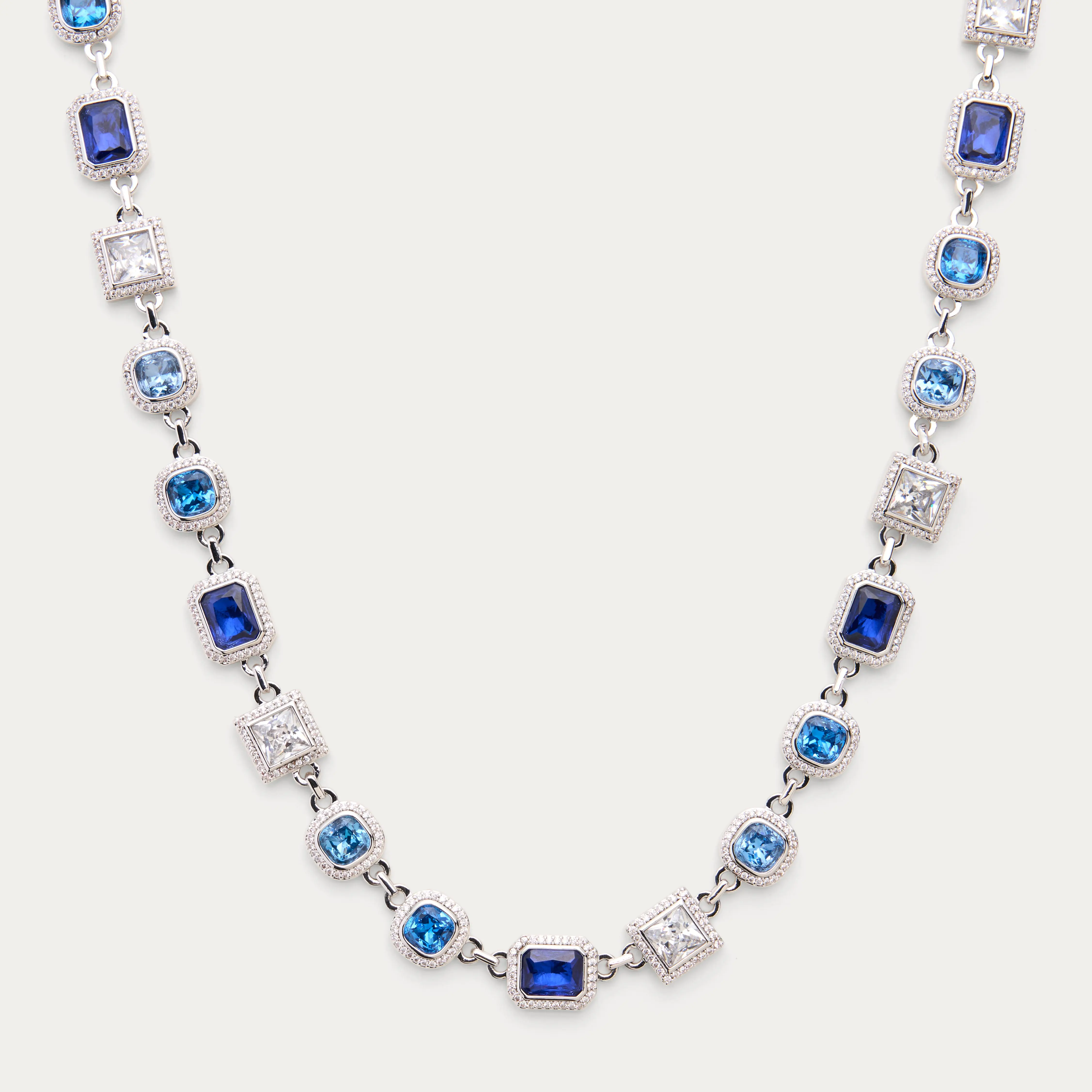 Men's Silver Necklace – Rhodium Plated Chain with Hand-Set Gemstones | James Oro