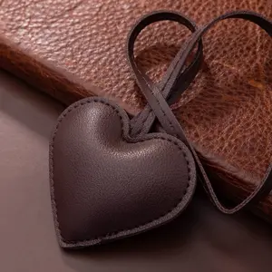 Loveable Color Paparazzi Brown Bag Charm Heart-Shaped Leather Accessory for Handbags and Purses