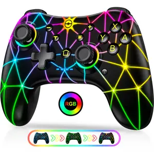 Switch Controller Compatible with Switch/Switch Lite/Switch OLED/Windows/iOS/Android, Wireless Switch Pro Controller with Cool Dynamic Light,Programmabele,Turbo,6-Axis Gyro,4-Speed Vibration