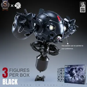 1/60 Scale Sci-Fi Mecha Assembly Model Set (3 Pieces), Paintable, Poseable, Openable, 3.75 Inches, Ideal for Desktop Display and Collection