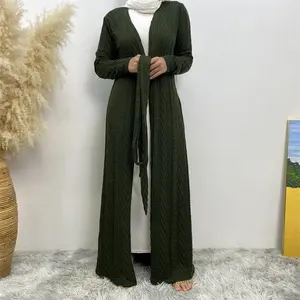 Knitted Open cardigan with belt Cardigan sweater long coat