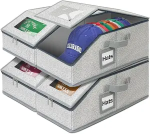 Hat Organizer for Men, Zippered Closure Hat Storage Container with Transparent Window, Home Storage & Tidying Solution, Perfect for Baseball Caps & Travel Hat Arrangement.storage & organization