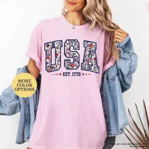 Floral USA Shirt, USA Est 1776 tee, Girly 4th of July, Soft Feel, Classic Look, Classic Styles, Never Go Out of Fashion