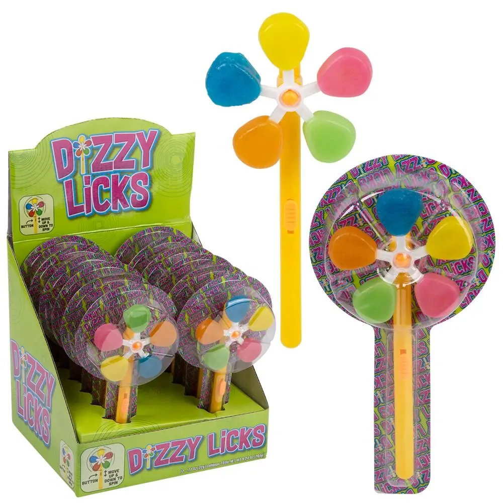 Dizzy Licks Spinning 5 Flavor Lollipops 12 ct Tray
