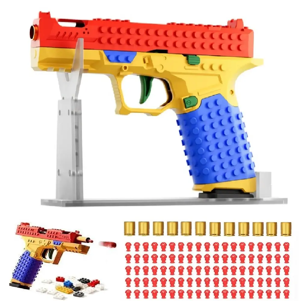 Tactical DlY Building BlockHandle Set SoftBullets Toy Gun-A Multiplayer Strategic Collaborative Toy for Outdoor Team Activities, a Gift for Kids and Students on Birthdays and Other Festivals,Children's educational toys,12 toy shells and 120 toy bullets