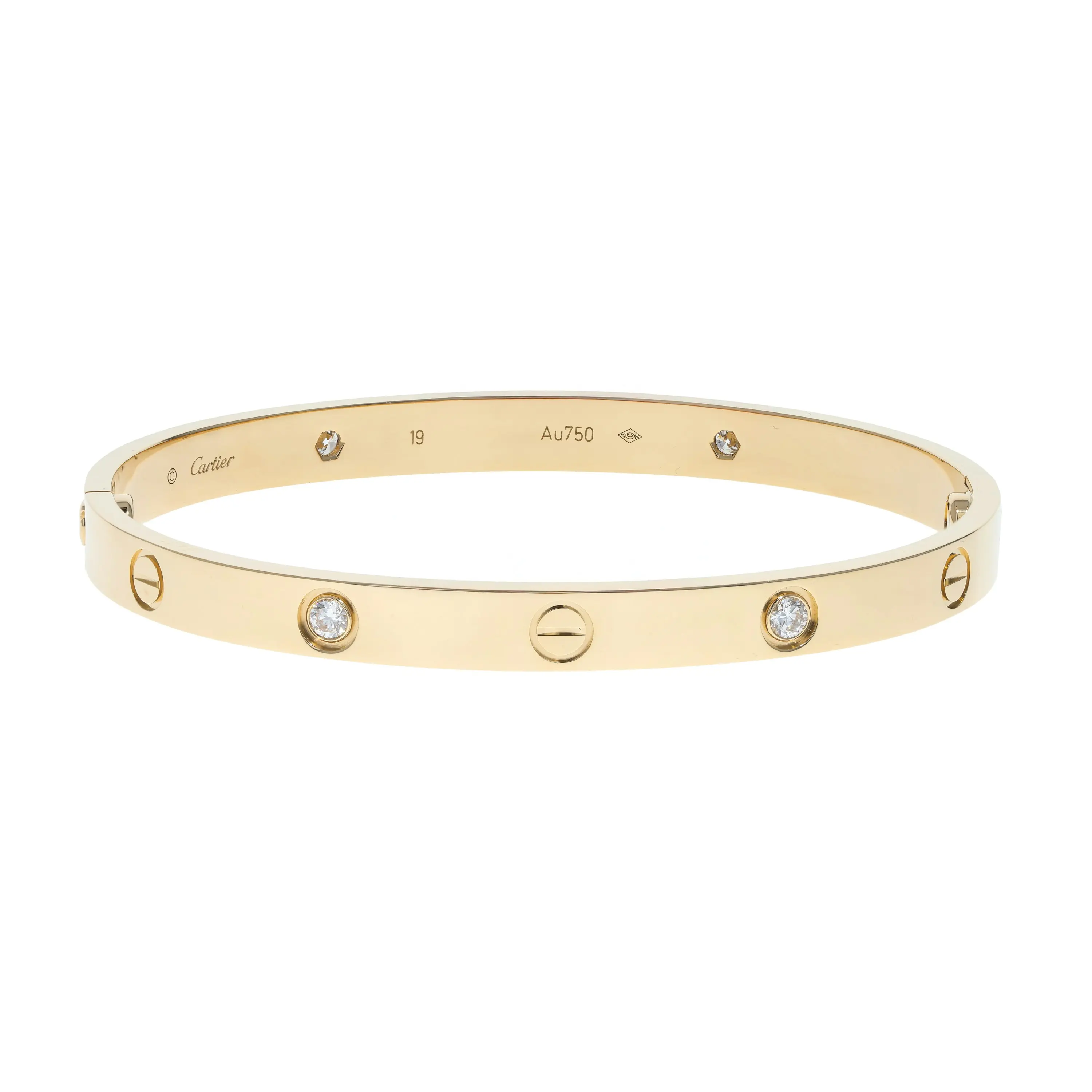 Pre-owned Cartier Love Bangle Bracelet Size 19