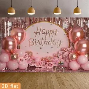 Happy Birthday Backdrop Party Celebration Backdrop Balloon Gift Box Background Cloth Birthday Tapestry Wall Hanging Photography Background Polyester Fiber Home Garden Farm Room Courtyard Party Event Studio Prop Wall