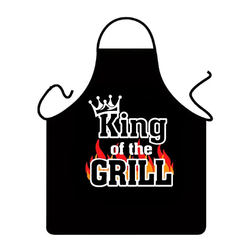 King Of The Grill Pattern Apron, 1 Count Breathable Cooking Apron, Kitchen Apron for Women, Summer Apron for Men & Women,Nails Design Tool,Mother's Day Gift, Kitchen&Cleaning Essential, Christmas