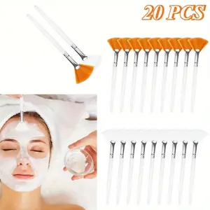 20 Pcs Facial Application Fan Brush Soft Makeup Mask Acid Applicator Brush Hairdresser Makeup Brush for Mud Cream, Makeup Peel Beauty & Personal Care